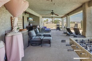 Covered Patio | Foosball Table | Wet Bar | Gas Grill | Yard Games | Misters