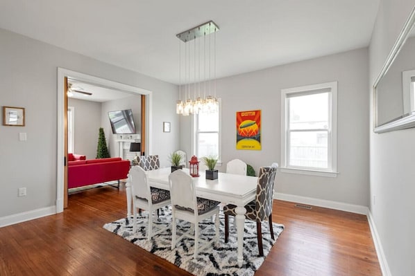 Beautiful dining room with seating for six.