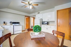 Large kitchen with dining table for four!