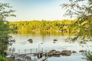 Bring your boat and tie it to your own personal dock. Note water depth is 12-20" at dock so please keep that in mind when bringing your boat.