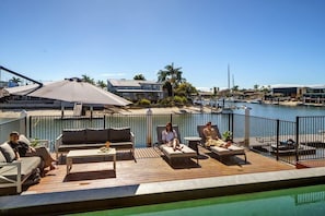 The deck area is the perfect spot for soaking up the sun.