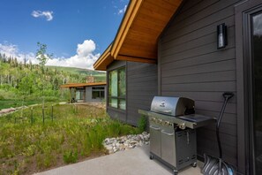Spacious back patio, backing to national forest