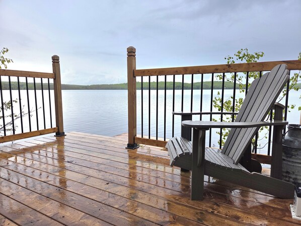 Muskoka chairs overlooking Lake Cecebe