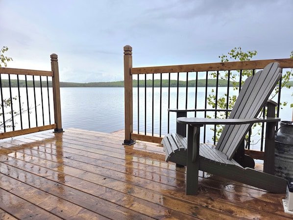 Muskoka chairs overlooking Lake Cecebe