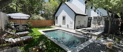 Backyard, pool and spa