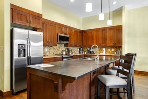 Large kitchen island with room for three