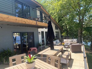 Relaxing patio with outdoor dining.