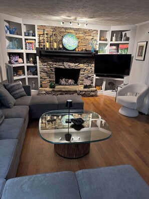 Large smart TV in living room