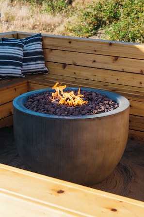 The fire pit is perfect for an evening outside.