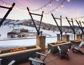 Resort deck overlooking the slopes