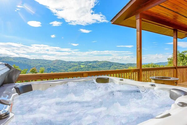 Fun times in the hot tub with spectacular views.