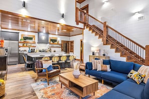 Open concept living and dining area