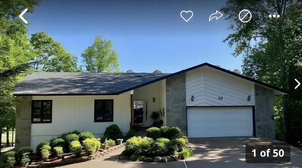 This is the front of the house and is the top level if this two story house.