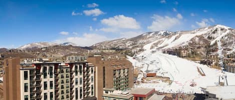 The resort with adjacent lifts and gondola 