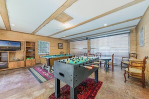 Let the games begin! Pool, darts, foosball & more in the full-size rec space.