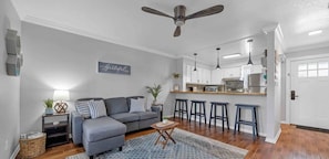 Relax in our spacious living area with plenty of natural light.