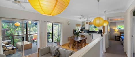 Light and spacious. the living area opens onto the garden room.
