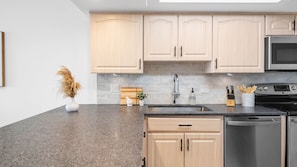 Stainless steel kitchen equipped to meet your every need!