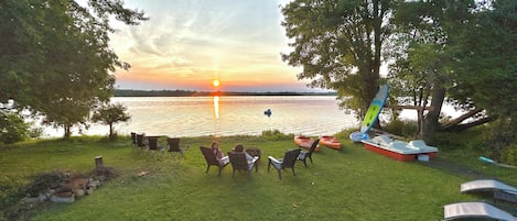 Sunset. Waterfront. Water toys. Enjoy!