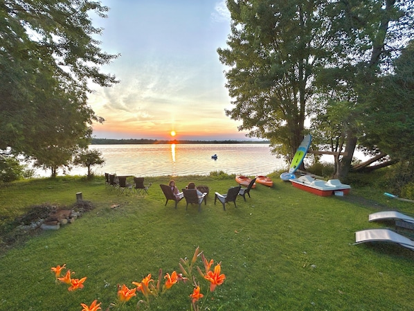 Sunset. Waterfront. Water toys. Enjoy!