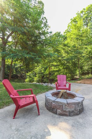 Fire pit with wood