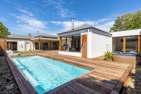 Family friendly home with solar heated pool and gas heated spa