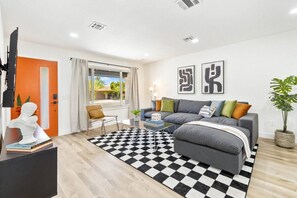 Acacia Retreat by Rather Be Properties  Where you can enjoy a heated pool & spa, hammocks, fire pit, outdoor shower, bocce ball court, BBQ, outdoor dining, and vibrant desert murals.