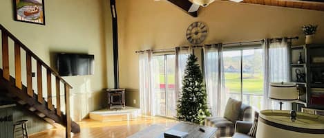Christmas Tree for the holidays for you to enjoy next to gas fireplace
