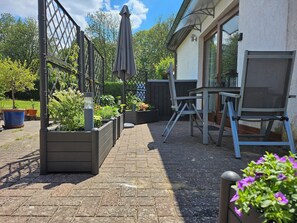 Terrasse der Ferienwohnung am Strand