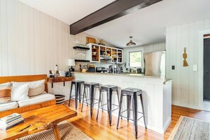 Our kitchen area with additional counter seating for four.