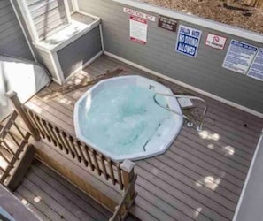 Shared hot tub is open during the winter months. 