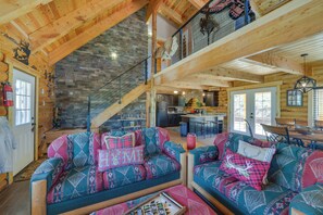 Living Room | Free WiFi | Flat-Screen TV w/ Cable | Wood-Burning Fireplace
