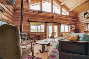 Cozy yet spacious living area. Opens out to an oversized deck