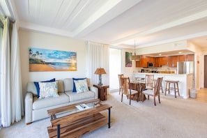 Comfy queen sofa sleeper with the perfect layout for a couple or family