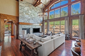 Stunning stone fireplace