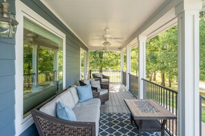 Front Covered Patio W/ Fans and Comfy Seating