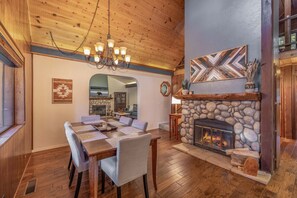 There is nothing more cozy than a fireplace in your kitchen!