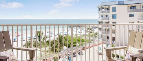 Balcony with panoramic views of the Gulf of Mexico and the heated pool.