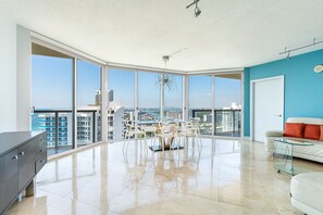 Dining room with a stunning ocean view.