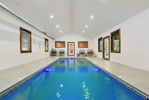 Take a dip in your private indoor swimming pool that’s warmed year round to 85 degrees. 