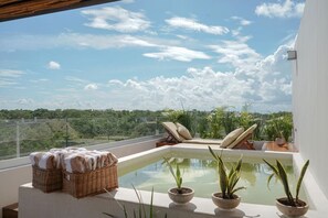 Rooftop pool is set apart for added privacy and guest comfort.