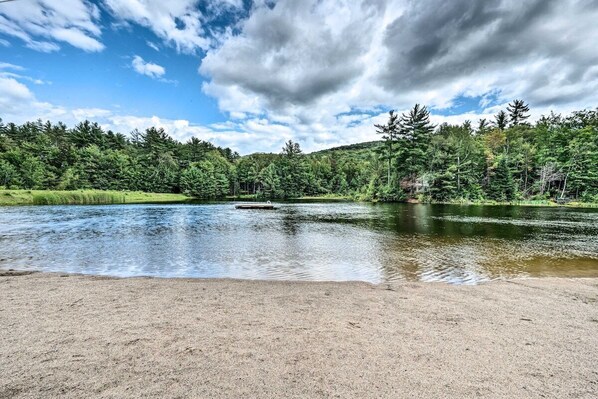 Swim, fish in the pond behind house at the community center through trail. Ice skate in the winter months.
