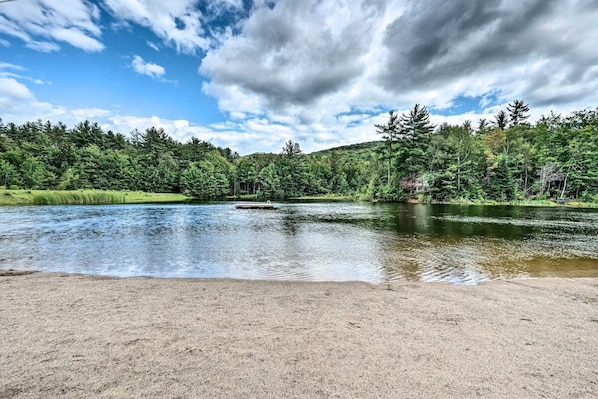Swim, fish in the pond behind house at the community center through trail. Ice skate in the winter months.