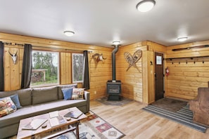 Living Room | Wood-Burning Stove (Decorative Only) | Dog Friendly w/ Fee (2 Max)