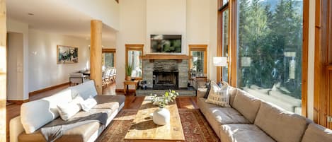 Main Floor - Living Area with Wood Burning Fireplace