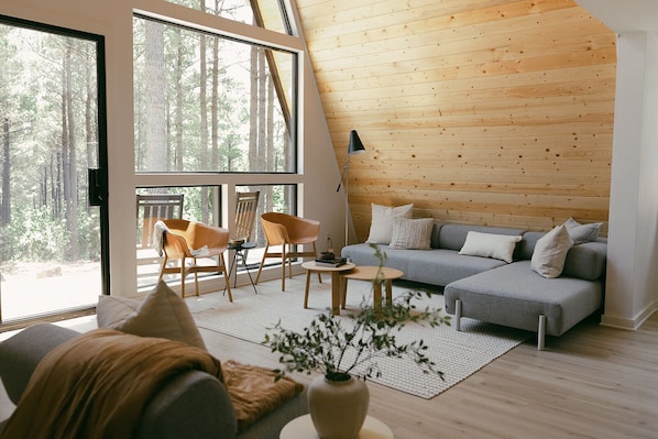 This contemporary A-Frame is the perfect peaceful retreat