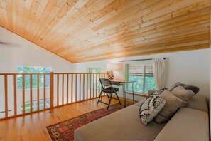 Dedicated workspace in the upstairs loft area, perfect for working remotely