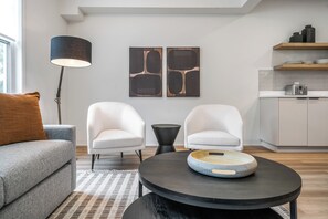 Open concept living, dining and kitchen area