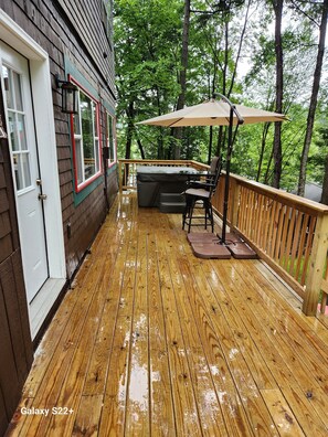 Your Private Deck, Hot tub and Covered Cocktail Table