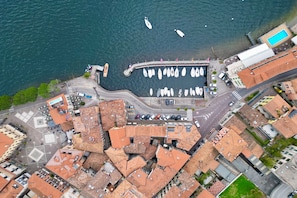 Drone photo Menaggio coastline property location rooftop